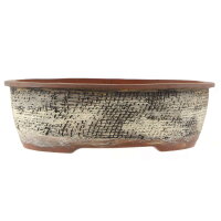 Bonsai pot 24x19,5x7,5cm dark grey oval glaced
