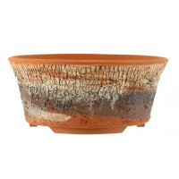 Bonsai pot 23x23x10cm light brown round unglaced