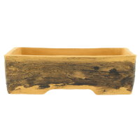 Maceta de bons&aacute;i 22,5x18,5x7cm marr&oacute;n amarillento rectangular sin esmaltar