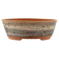 Bonsai pot 26x26x8,5cm grey round unglaced