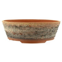 Bonsai pot 26x26x8,5cm grey round unglaced