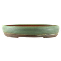 Bonsai pot 39x33,5x7,5cm sea green oval glaced