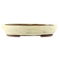 Bonsai pot 30,5x23x6cm white oval glaced