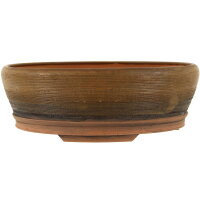 Bonsai pot 21,5x21,5x7,5cm darkbrown round glaced
