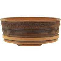 Bonsai pot 19,5x19,5x7,5cm darkbrown round unglaced