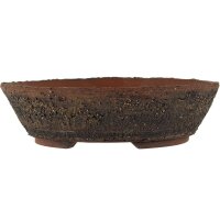 Bonsai pot 24,5x24,5x6,5cm darkbrown round unglaced