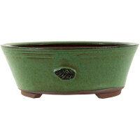 Bonsai pot 23x23x8,5cm sea green round glaced