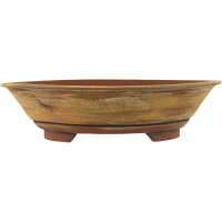 Bonsai pot 24x23,5x6cm brown round unglaced
