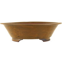 Bonsai pot 27x27x7,5cm sand brown round glaced