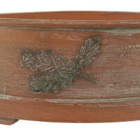 Bonsai pot 27,5x26,5x8,5cm brown round unglaced