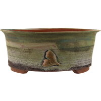 Bonsai pot 29x29,5x11,5cm sea green round unglaced