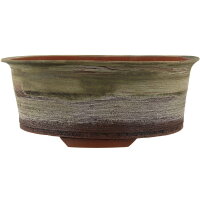 Bonsai pot 29x29,5x11,5cm sea green round unglaced