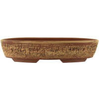 Bonsai pot 33,5x26,5x7cm light brown oval unglaced