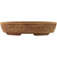 Bonsai pot 33,5x26,5x7cm light brown oval unglaced