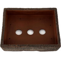Bonsai pot 32x24,5x8,5cm dark grey rectangular unglaced